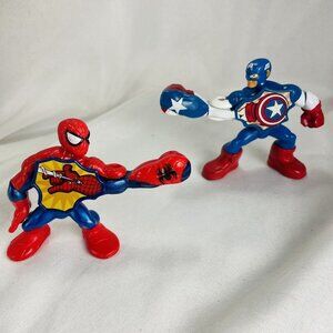 Spider-Man And Captain America  Playskool Heroes Lot of 2 Master Punch Toys